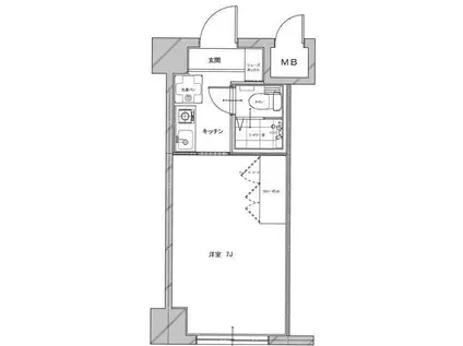 ニューガイア リルーム葛西駅南NO.20(1K/6階)の間取り写真