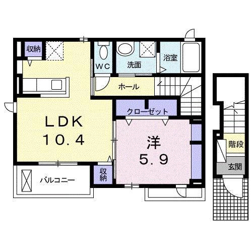 CASA LA MAR(1LDK/2階)の間取り写真