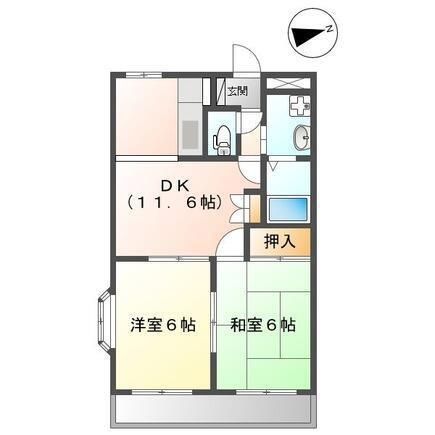 グリーンヒル壱番館(2LDK/2階)の間取り写真