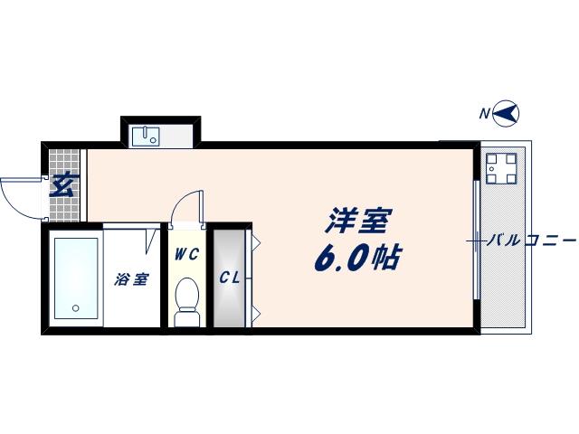 大宝小阪本町ルグラン(ワンルーム/4階)の間取り写真