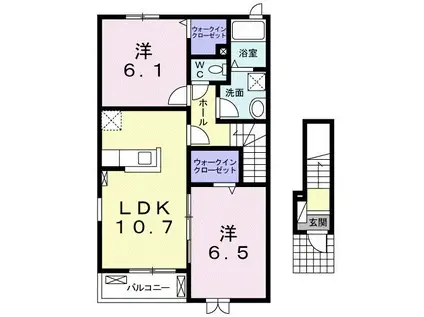 ボヌール(2LDK/2階)の間取り写真