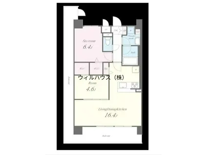 フェンテイースト2(2LDK/4階)の間取り写真