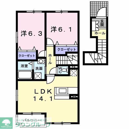 クリーン シャトー富士見 第一(2LDK/2階)の間取り写真