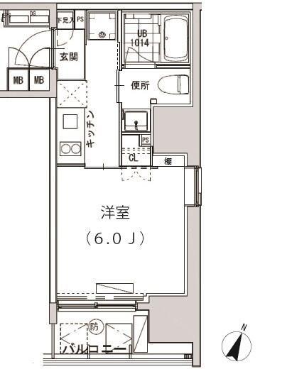 グランディオール広尾テラス(1K/7階)の間取り写真