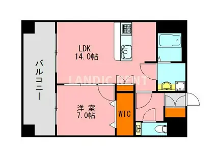 ピュアドーム箱崎ステーション(1LDK/12階)の間取り写真