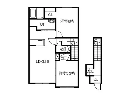 ティラトーレI・II(2LDK/2階)の間取り写真