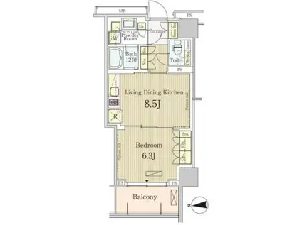 パークアクシス池田山(1LDK/9階)の間取り写真