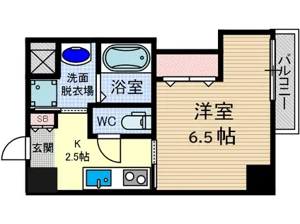 オアシスブリリアント(1K/6階)の間取り写真