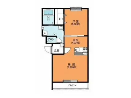 函館市電湯川線 深堀町駅 徒歩22分 4階建 築9年(1LDK/3階)の間取り写真