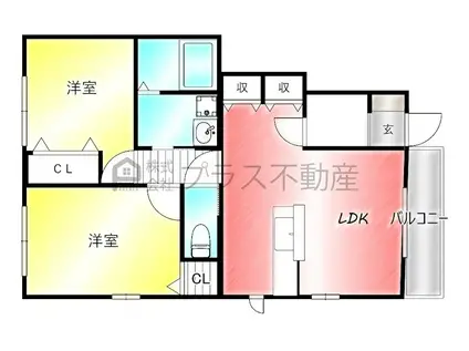 レトア感田B(2LDK/1階)の間取り写真