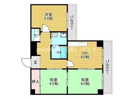 グランドメゾン富士(3DK/4階)の間取り写真