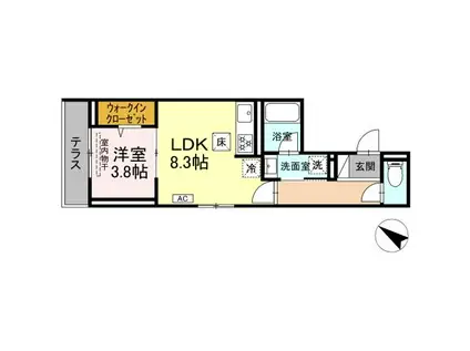 ディパイナ生麦(1LDK/1階)の間取り写真