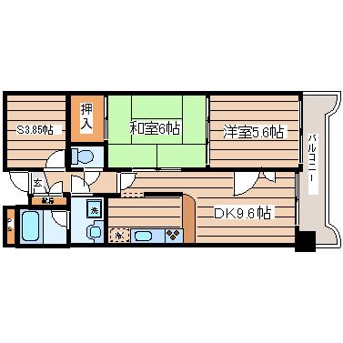 ダイアパレス泉崎(2SDK/1階)の間取り写真