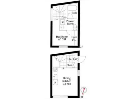 PASEO三軒茶屋イースト(1DK/2階)の間取り写真