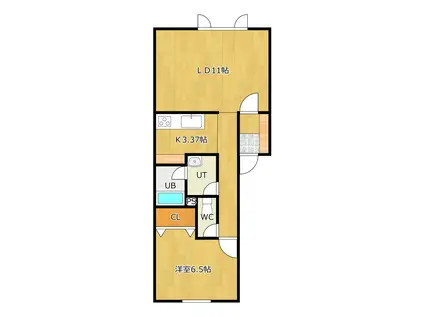 フレスポ東陵(1LDK/2階)の間取り写真