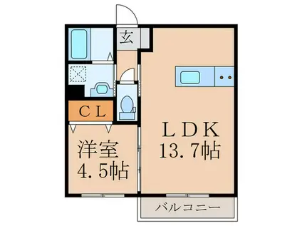 SHININGB(1LDK/1階)の間取り写真