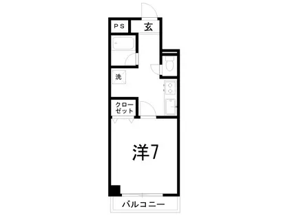 グランコート鷹匠町(1K/3階)の間取り写真