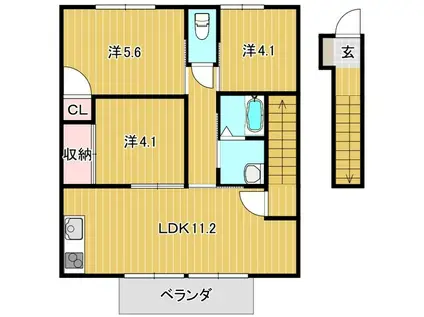 タウンズライト(3LDK/2階)の間取り写真
