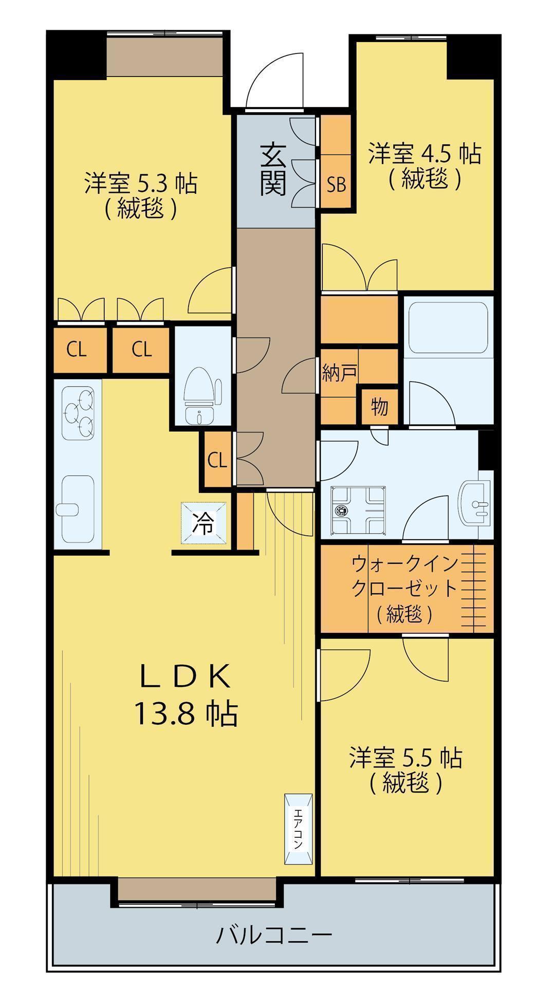 中山パークホームズ丘の街(3LDK/2階)の間取り写真