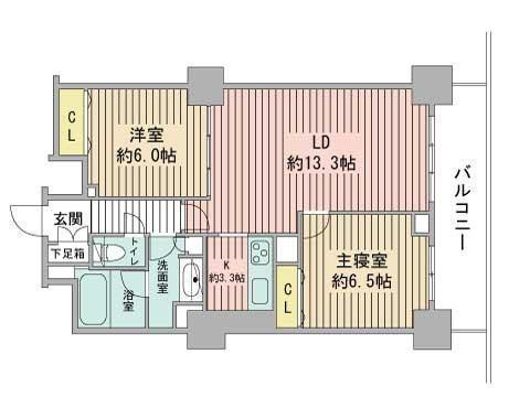 プライムアーバン札幌リバーフロント(2LDK/26階)の間取り写真