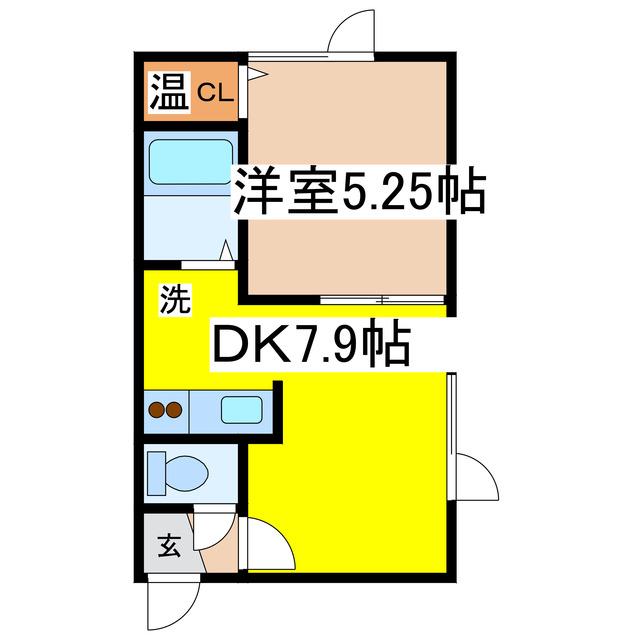 アーバンふみぞの(1DK/2階)の間取り写真