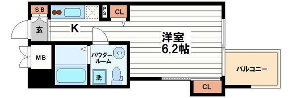 SERENITE本町エコート(1K/7階)の間取り写真