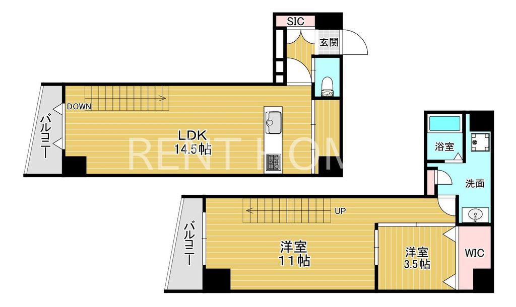プレミアム長瀬駅前(2LDK/2階)の間取り写真