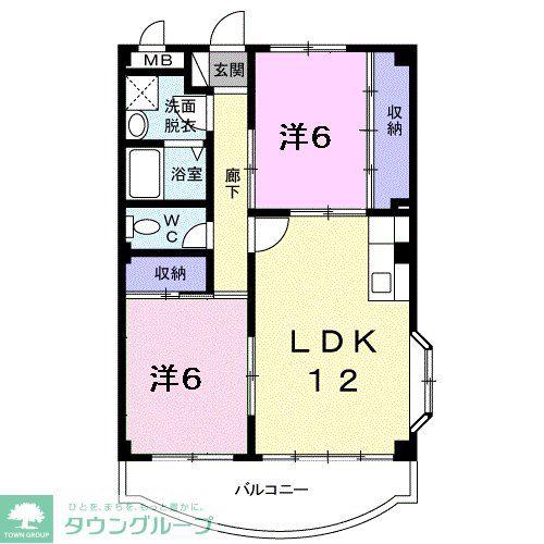 スリーズマンション(2LDK/4階)の間取り写真