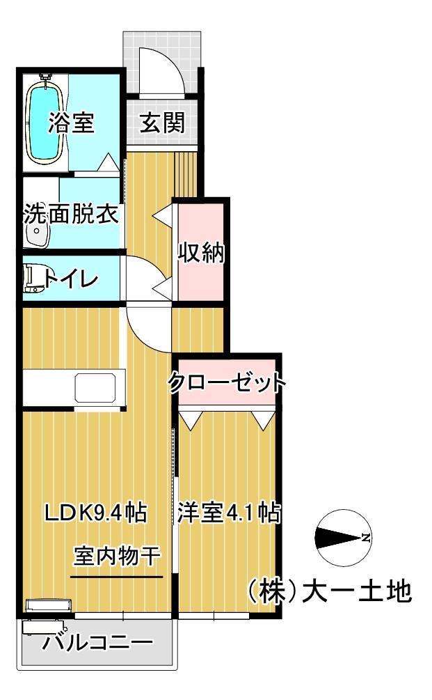 イーストB(1LDK/1階)の間取り写真