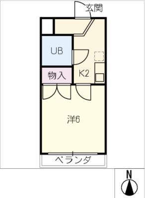 グラスペリアI(1K/1階)の間取り写真