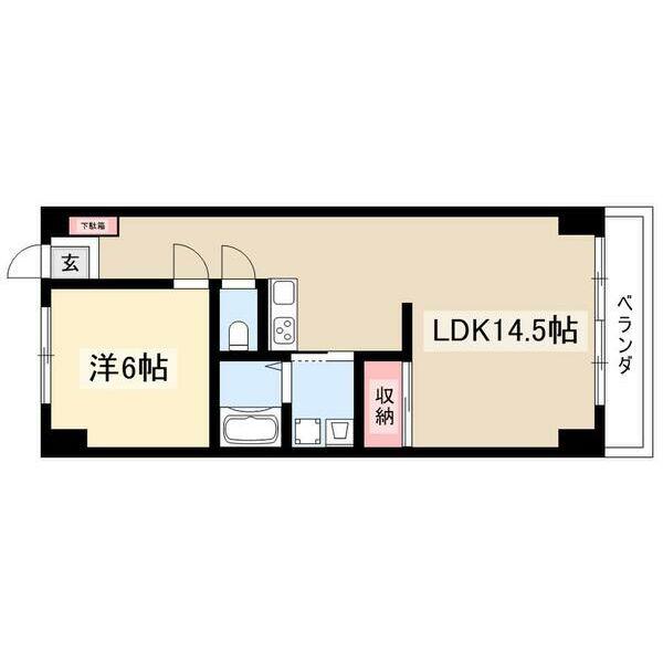 グランクレーア本陣(1DK/3階)の間取り写真