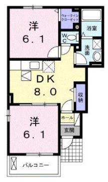 ノーブル(2DK/1階)の間取り写真