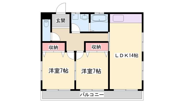 ECハイツ(2LDK/3階)の間取り写真