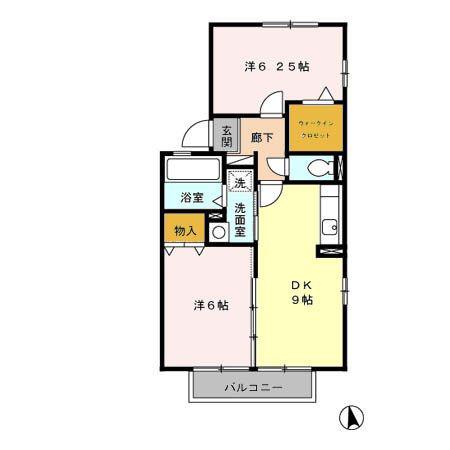 ビューラーアヤ B(2DK/2階)の間取り写真