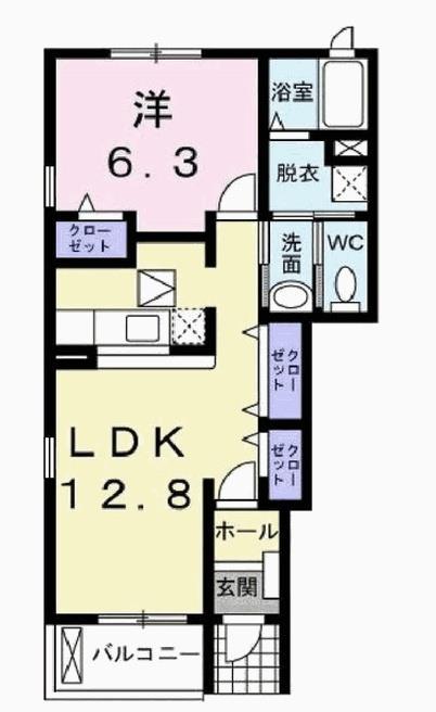 デスパシオ下戸田(1LDK/1階)の間取り写真