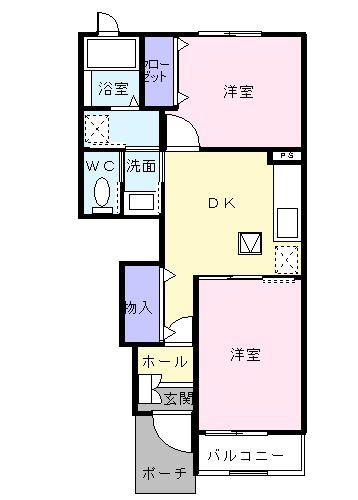 サーマルI(2DK/1階)の間取り写真