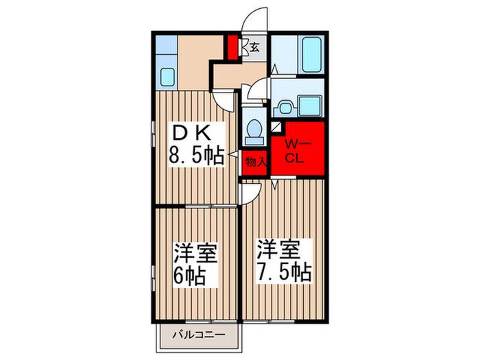 ロイヤルパレス(2DK/1階)の間取り写真