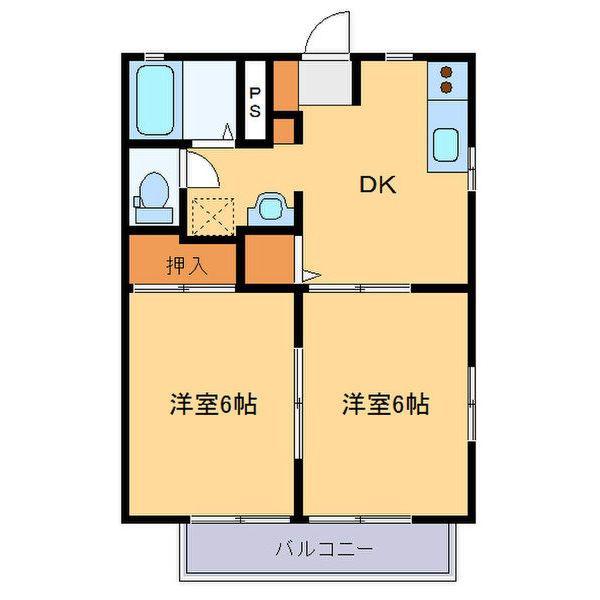 サニーランドC(2DK/1階)の間取り写真