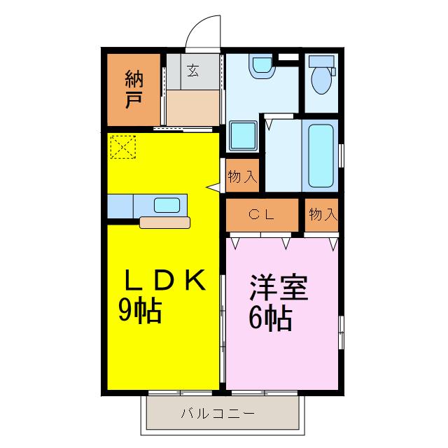 クーザB(1LDK/1階)の間取り写真
