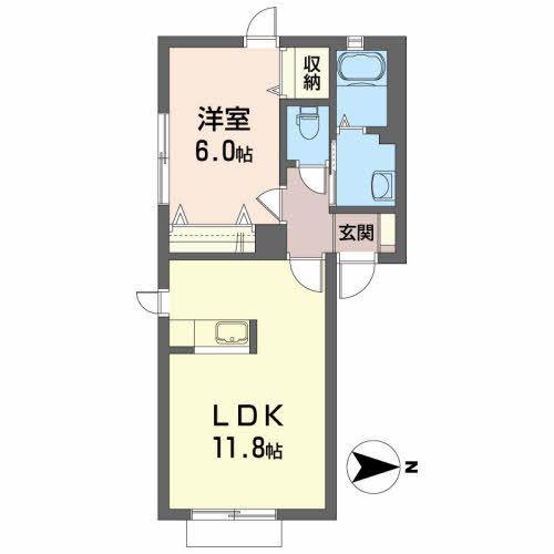シャーメゾン八幡町I(1LDK/1階)の間取り写真