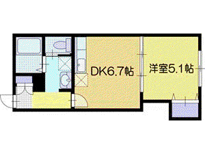 ベルコート文京台(1DK/2階)の間取り写真