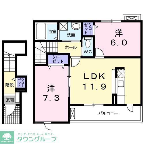 エスポワール(2LDK/2階)の間取り写真