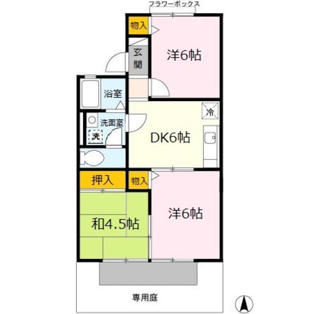 プリシェール井辺(3DK/1階)の間取り写真
