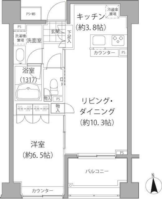 エーデル練馬(1LDK/6階)の間取り写真