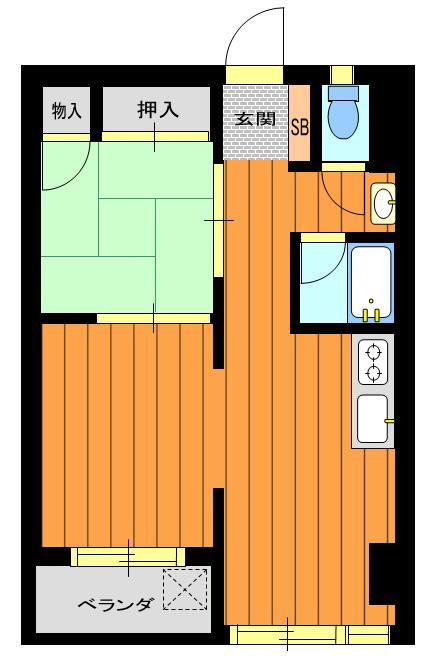 コーポ糠谷(1LDK/2階)の間取り写真