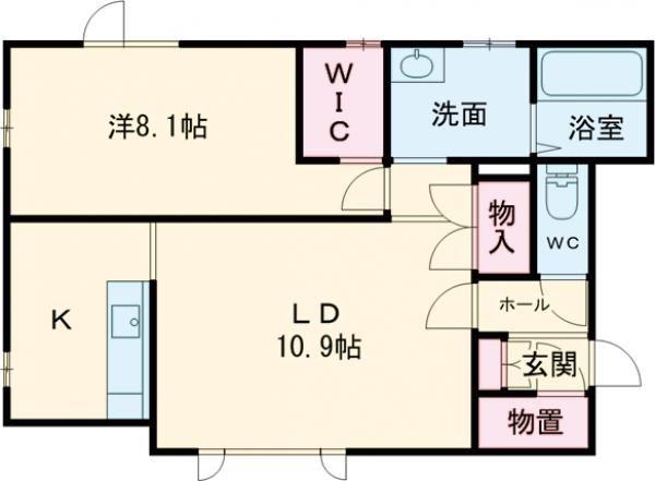 ハスコートたかすV(1LDK/1階)の間取り写真