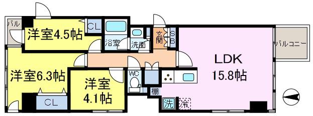 LANAI 1521(3LDK/5階)の間取り写真