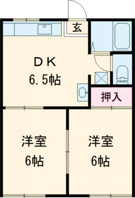 サントピアみそや2(2DK/1階)の間取り写真