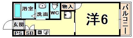 エアリーI(1K/1階)の間取り写真