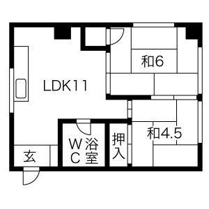 グランディーズ呼続(2LDK/4階)の間取り写真